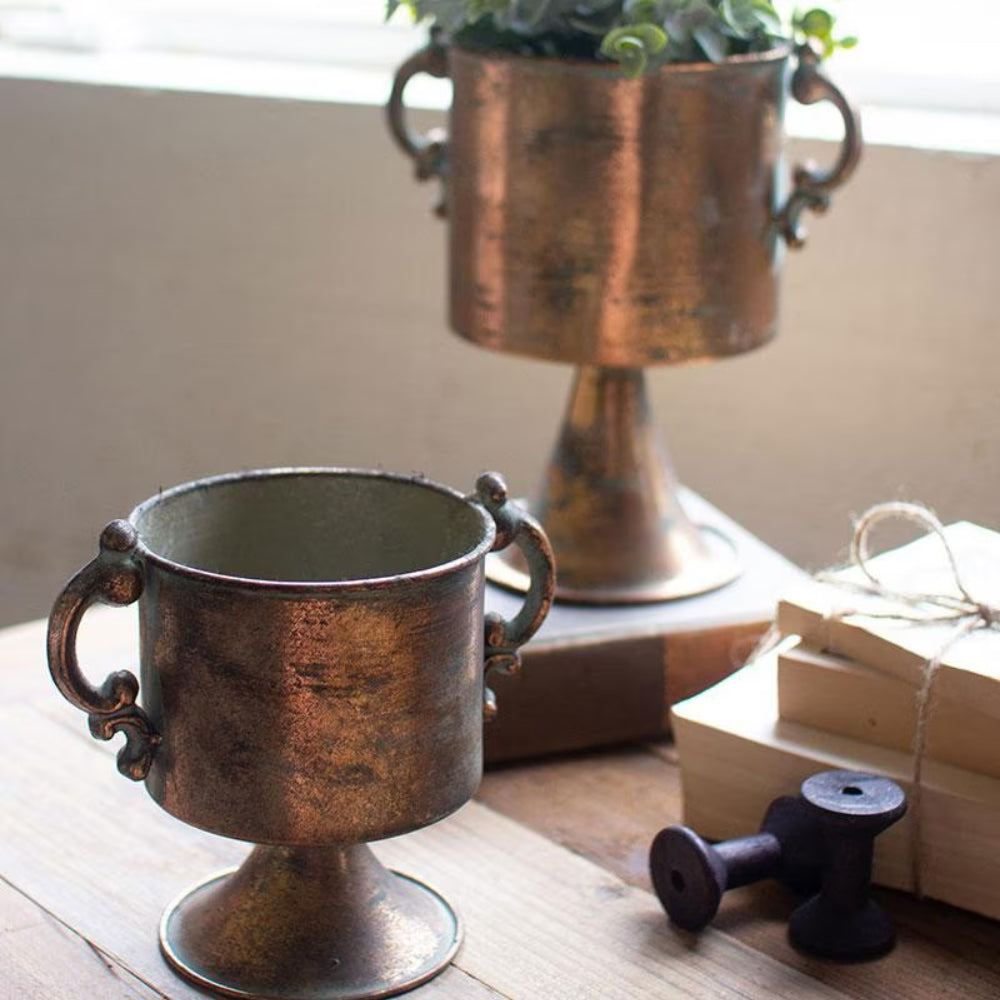 Antique Copper Planters Set